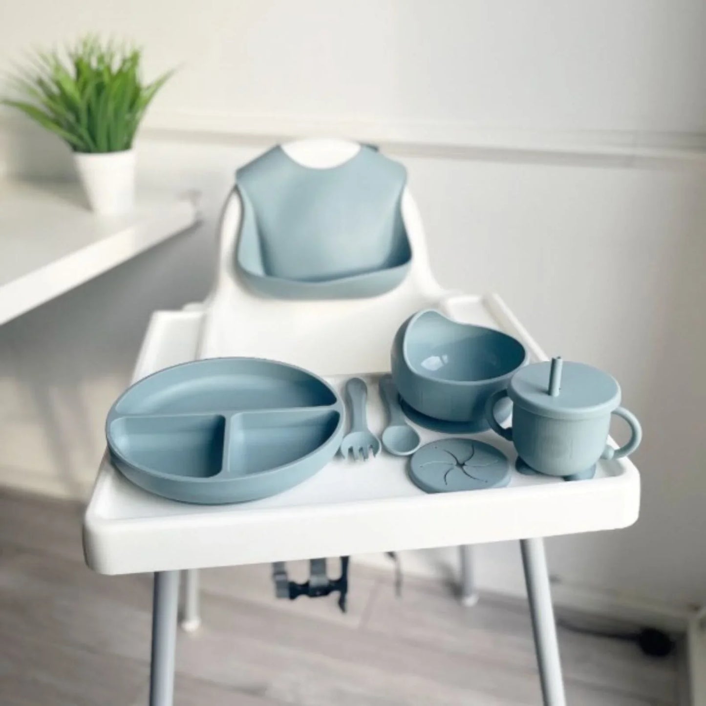 BLW Essentials Silicone Feeding Set - Dusky Blue