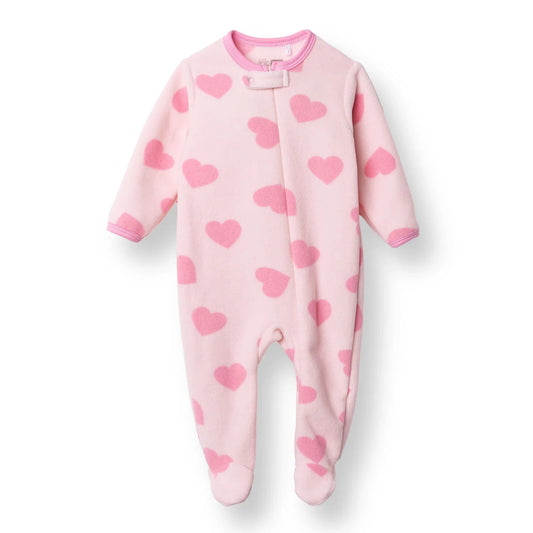 HelloBaby Newborn Polar Footed Jumpsuit - Pink Printed
