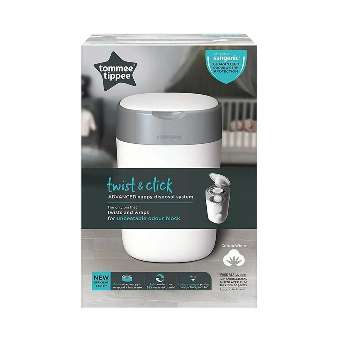Tomme Tippee Twist & Click Nappy Disposal Tub - White