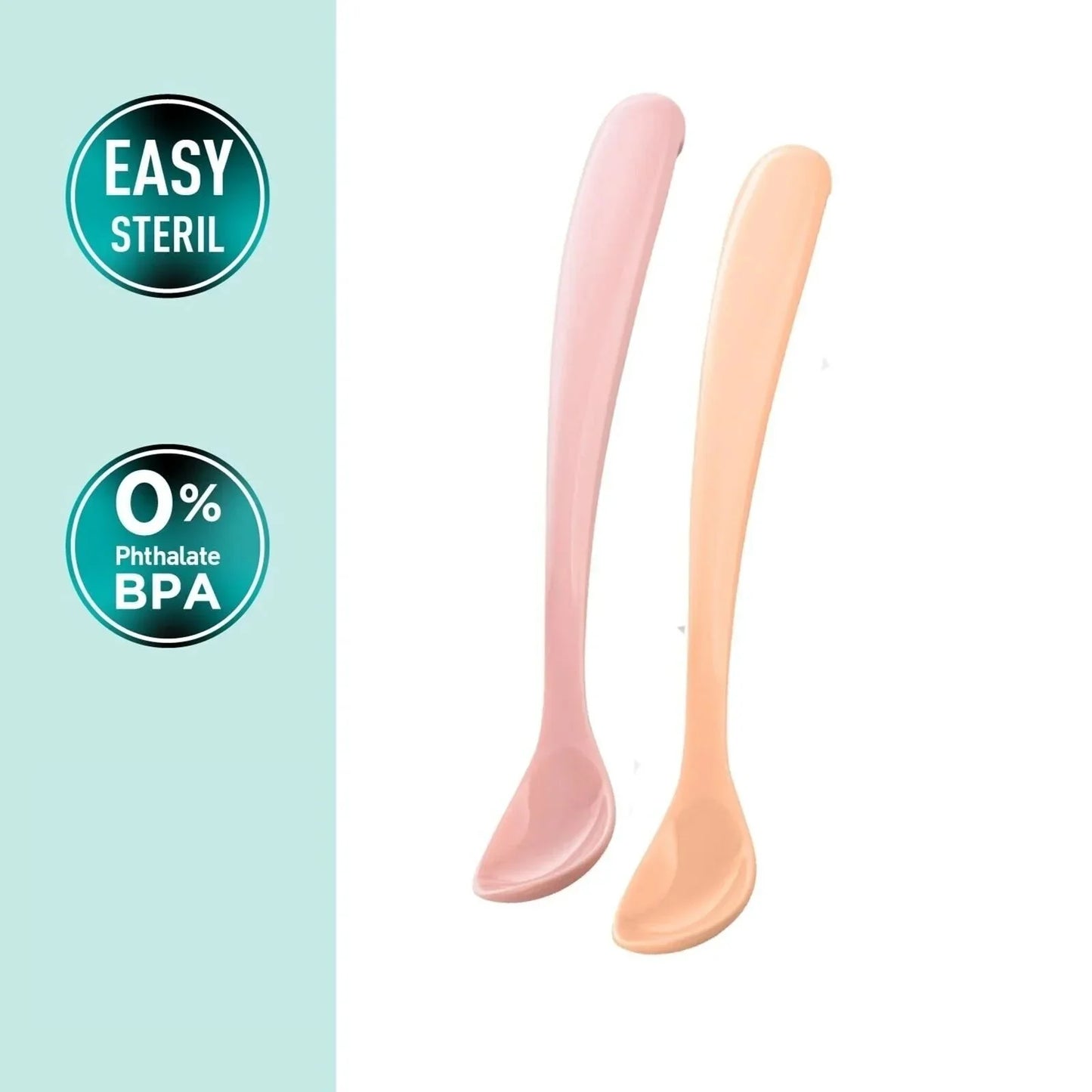 Mamajoo Silicone Spoons with Case Pack of 2 - Powder Pink & Blush