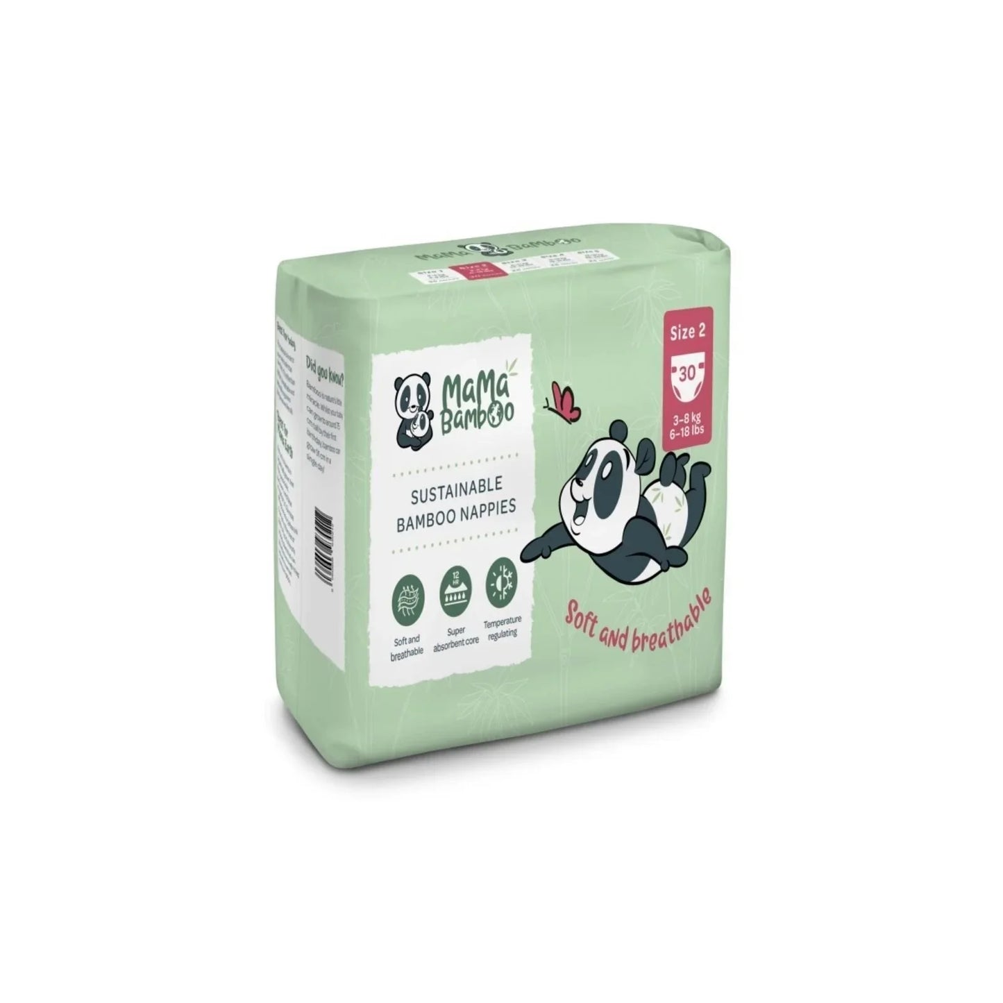 Mama Bamboo Sustainable Bamboo Size 2 - 30 nappies