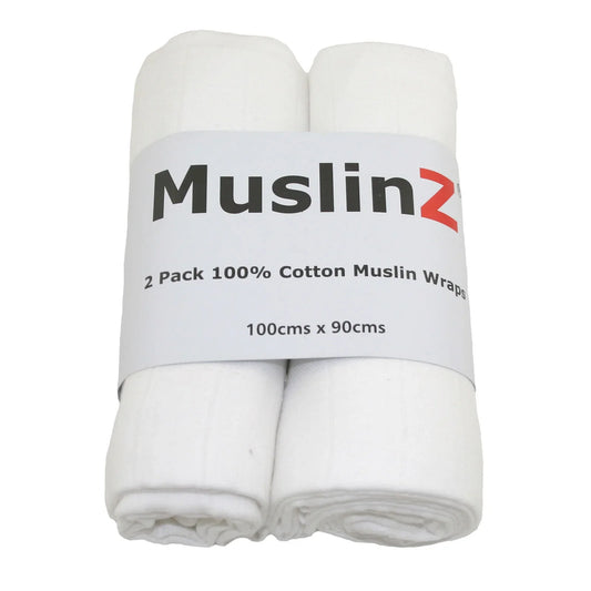 MuslinZ Muslin Swaddles 100x90cm 2 pcs - White