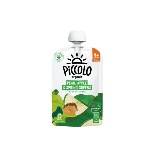 Piccolo Organic Pear Apple & Spring Greens 4+ months 100g
