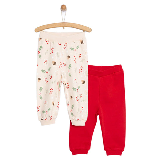 HelloBaby Christmas Baby Girl Themed 2 Piece Bottom - Red