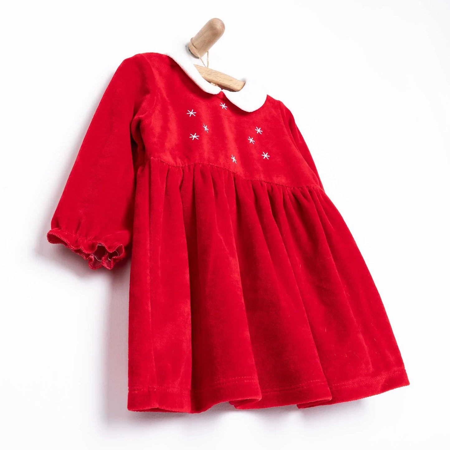 HelloBaby Newborn Girl Velvet Dress - Red