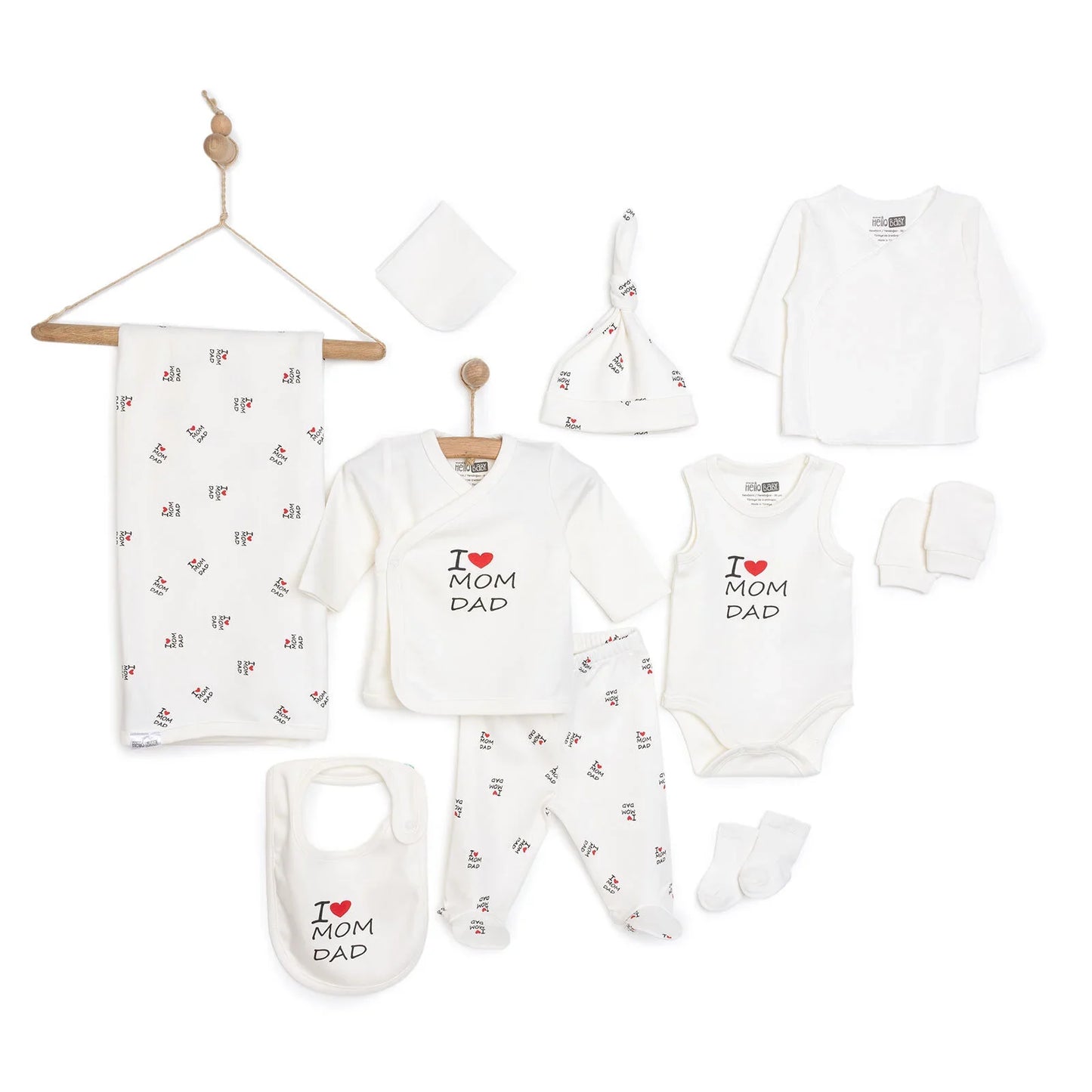 HelloBaby Newborn Hospital Starter Pack 10 pcs - Ecru