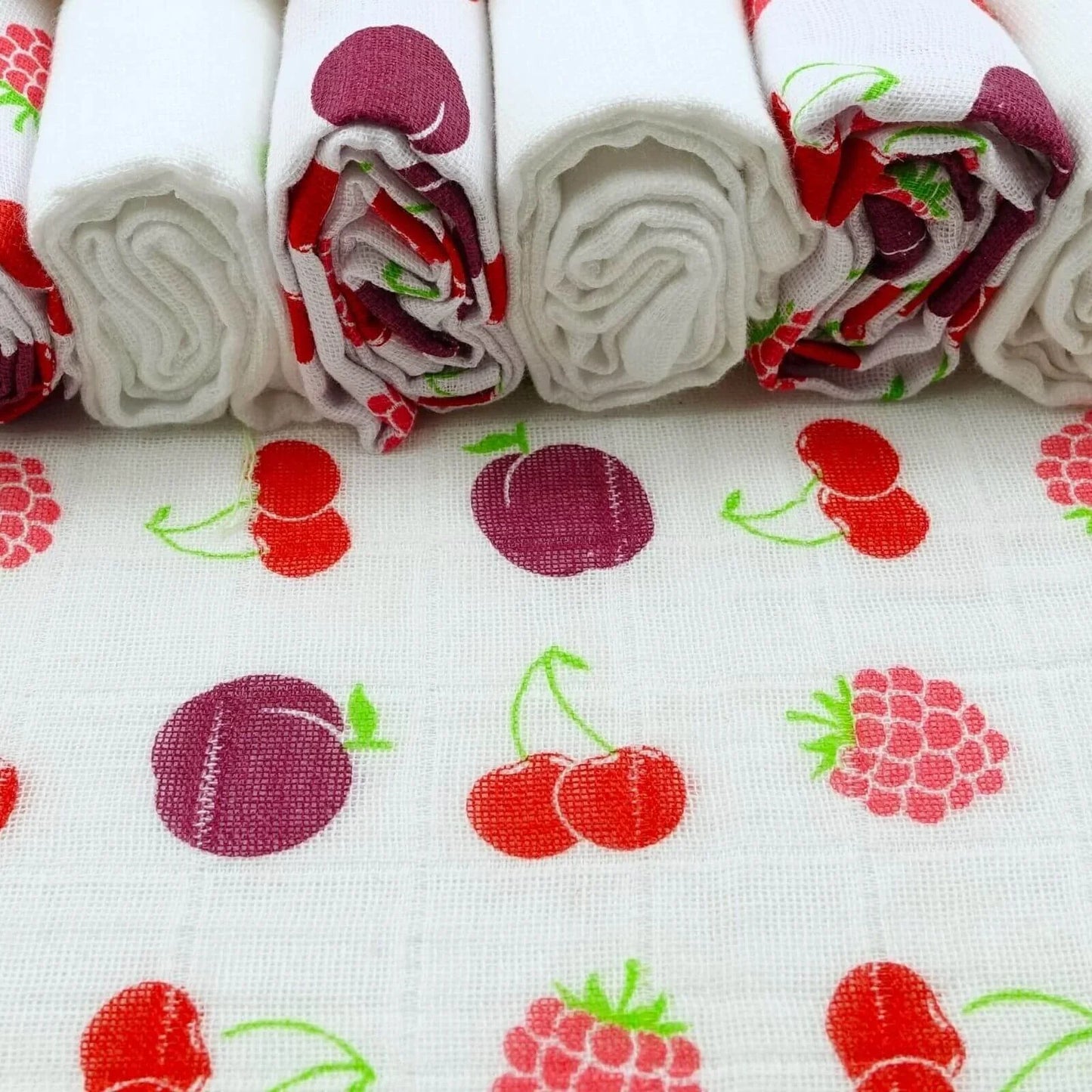 MuslinZ 6 Pack Organic Cotton Muslin Squares 70x70cm - Fruit