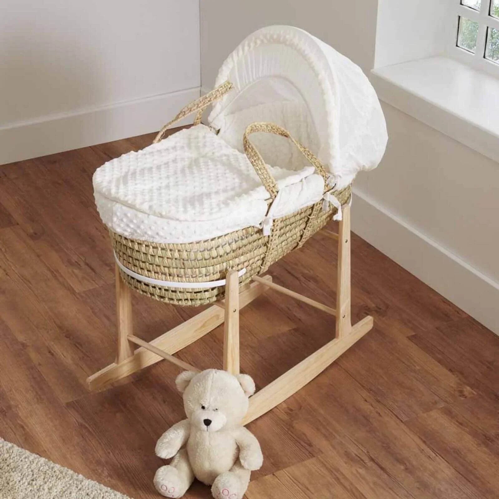 Clair de Lune Cream Dimple Palm Moses Basket - Cream