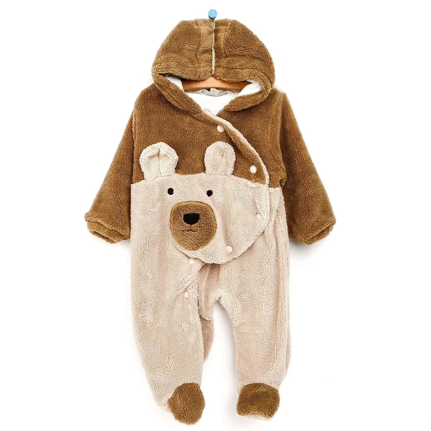 Midimod Newborn Baby Boy Cute Bear Welsoft Jumpsuit - Brown
