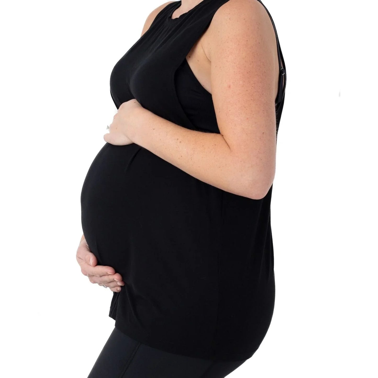 Maternity and Nursing Longline Vest Top - Black