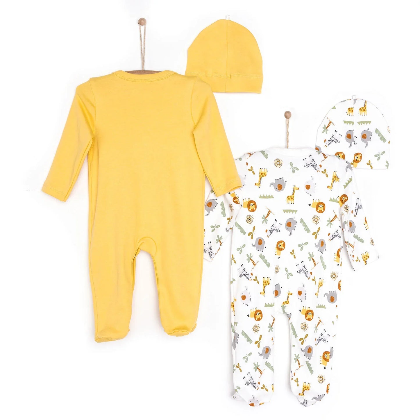 HelloBaby Newborn 2pcs Jumpsuit-Hat - Green