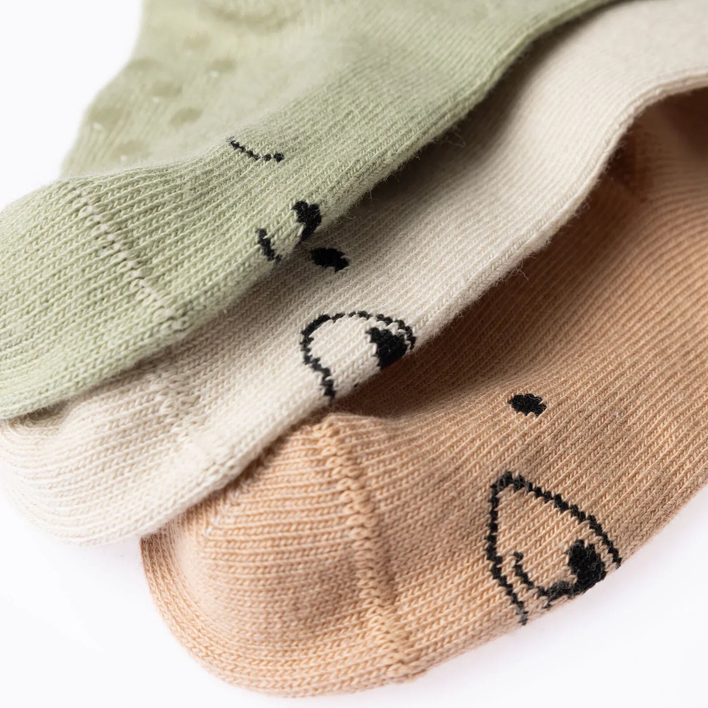 HelloBaby Boy Non-Slip Baby Socks 3 Pack - Beige