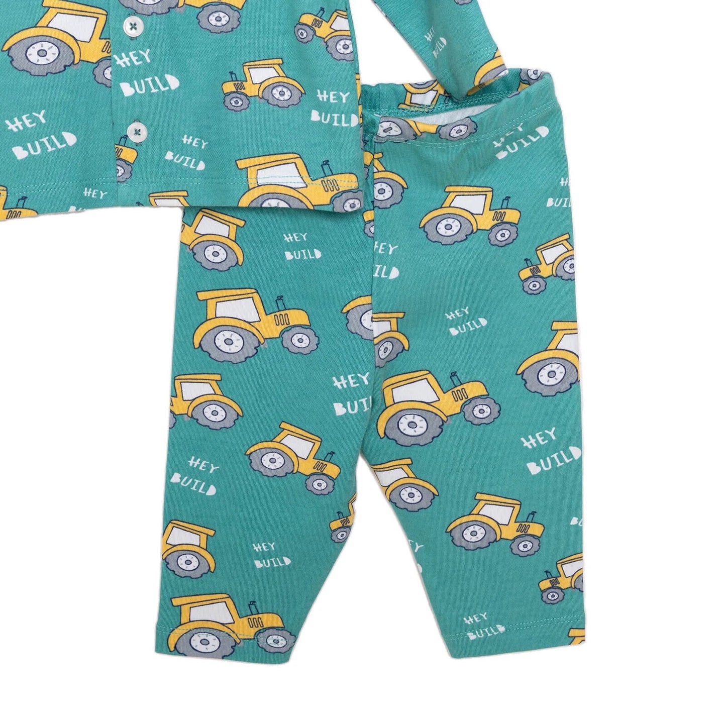 HelloBaby Baby Boy Tractor Patterned Collar Pyjamas 2 pcs - Green