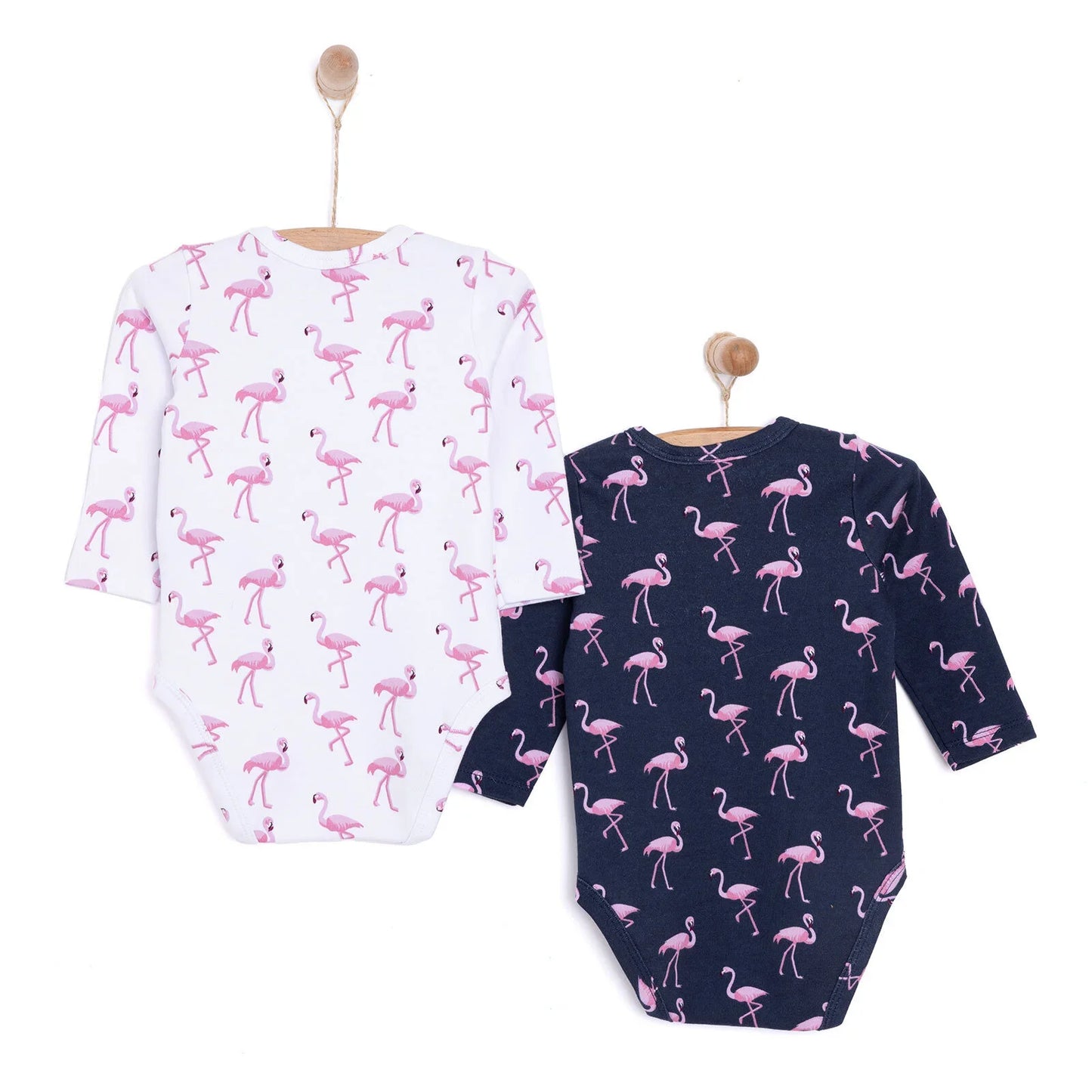 HelloBaby Girl Flamingo Printed 2-Pack Long Sleeve Body - Navy Blue