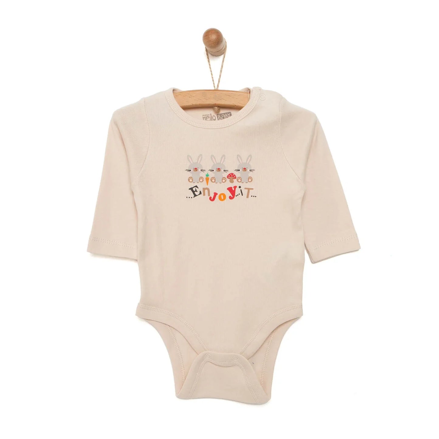 HelloBaby Unisex Long Sleeve Bodysuit - Beige