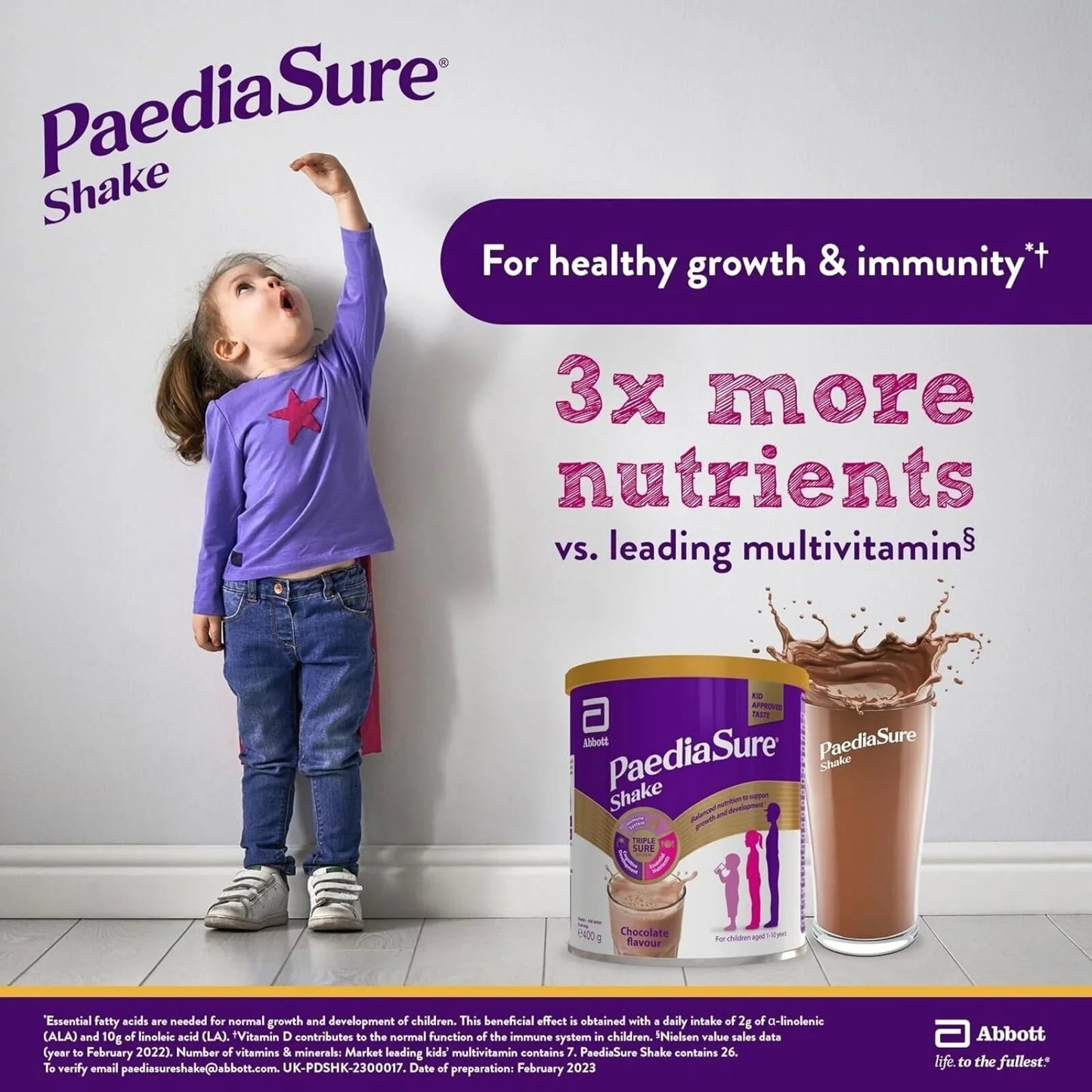 PaediaSure Shake Chocolate Flavoured Nutritional Supplement Powder for Kids 850g
