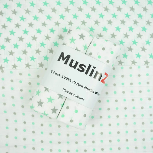 MuslinZ Muslin Swaddles 100x90cm 2 pcs - Mint