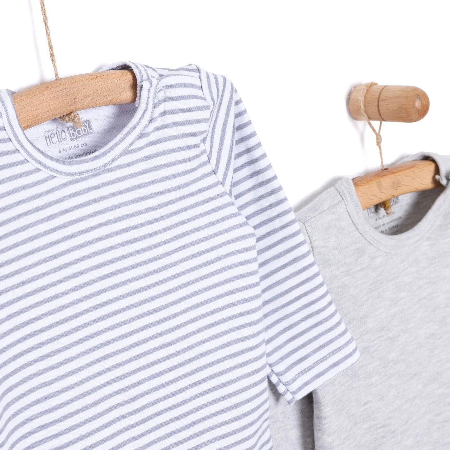 HelloBaby Boy 2-Pack Long Sleeve Bodysuit - Grey Melange