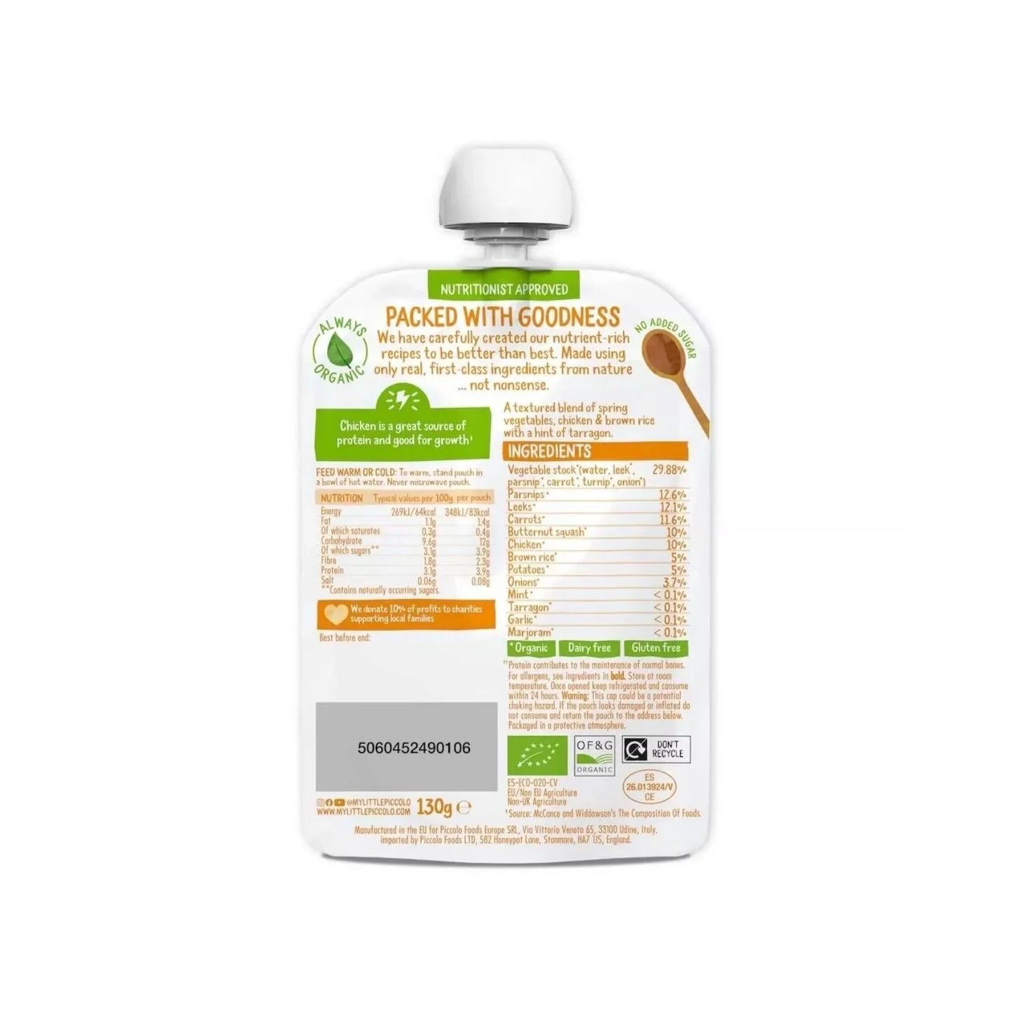 Piccolo Organic Spring Vegetable & Chicken Casserole 7+ months 130g