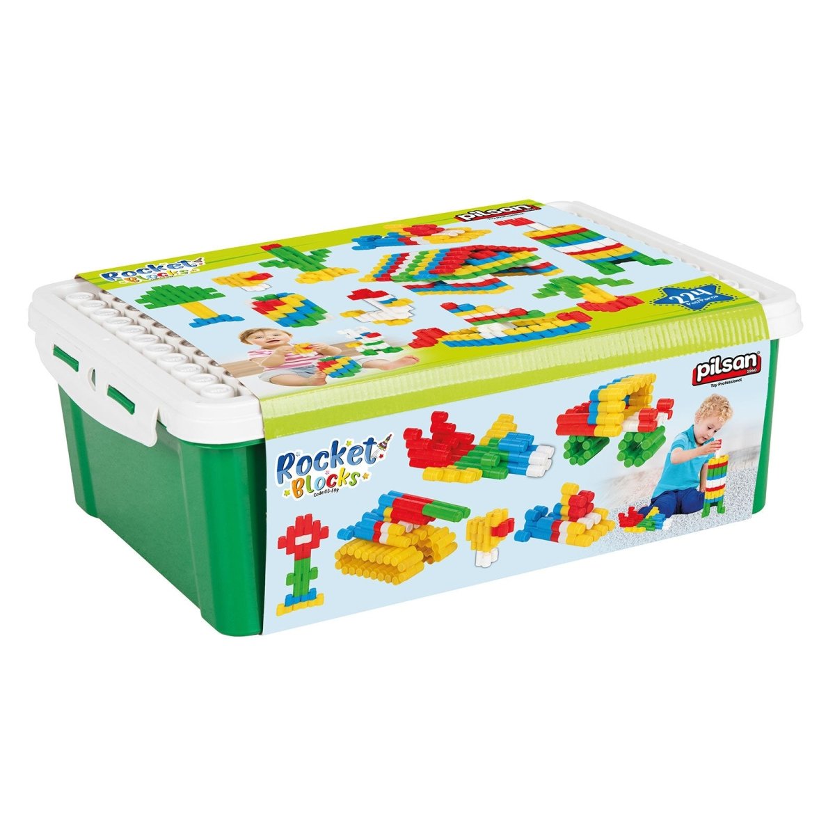 Pilsan Rocket Blocks 224 pcs (in 8 Liter Storage Container)