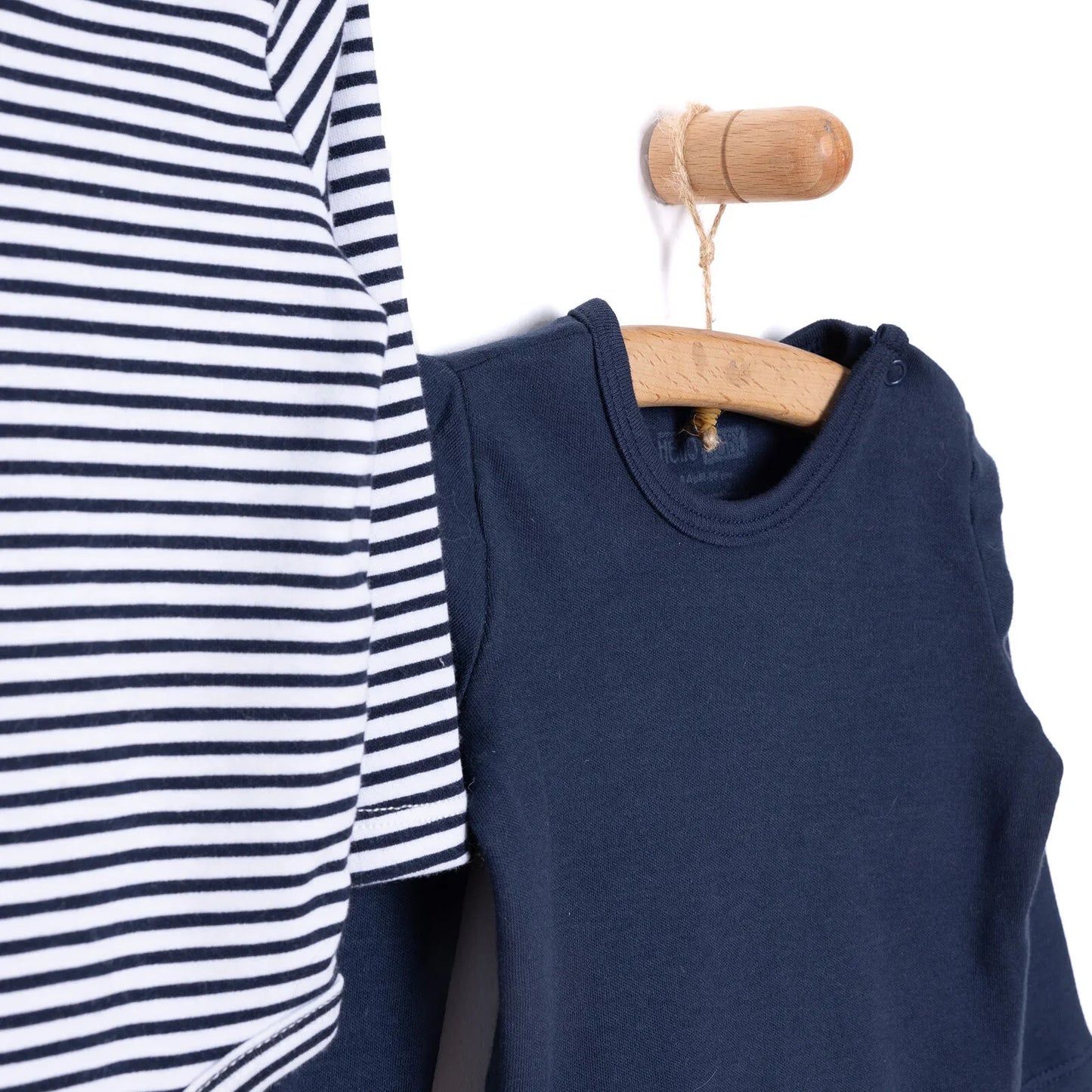 HelloBaby Boy 2-Pack Long Sleeve Bodysuit - Navy Blue