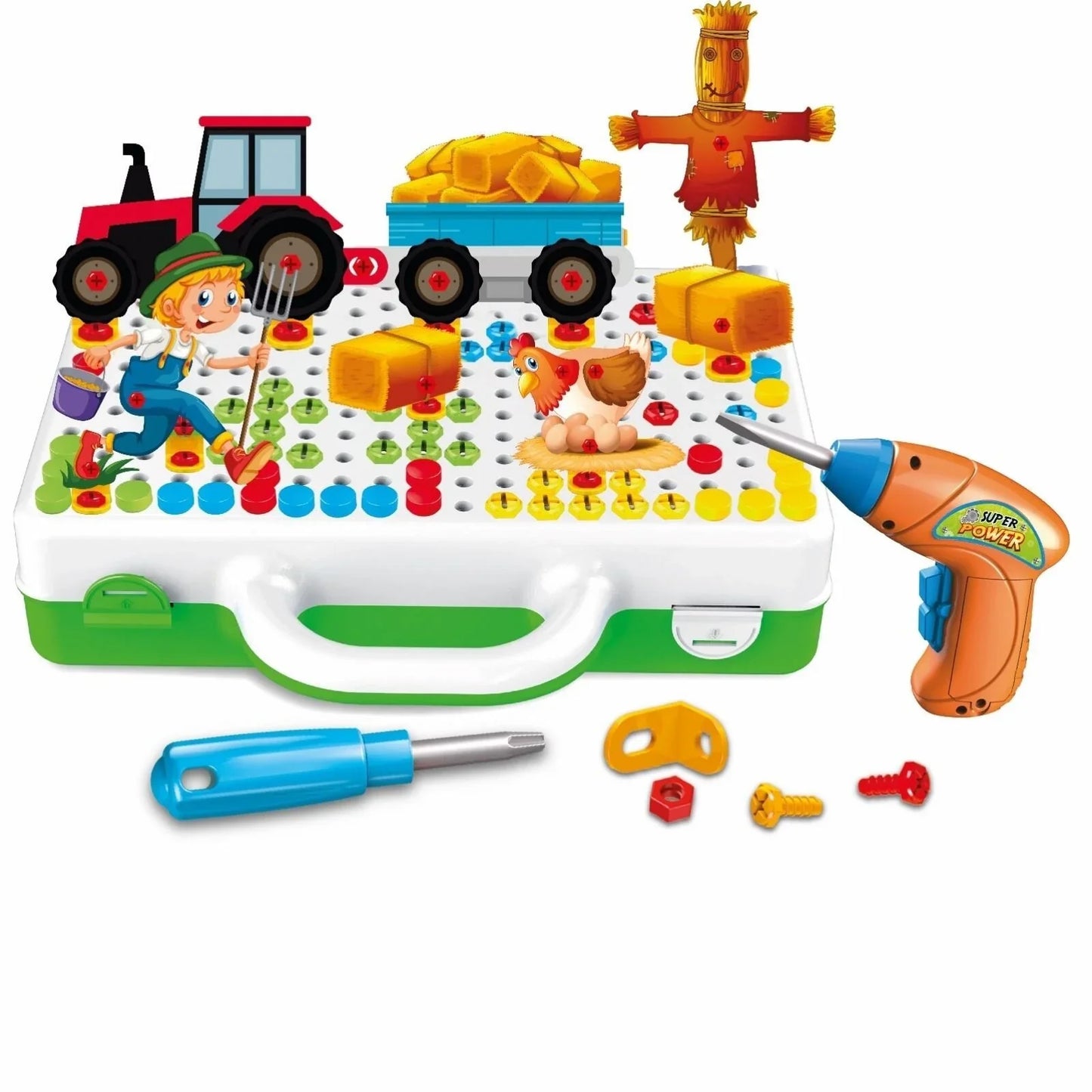 3D Stem Puzzle Toolbox with Driller - Farm Animals