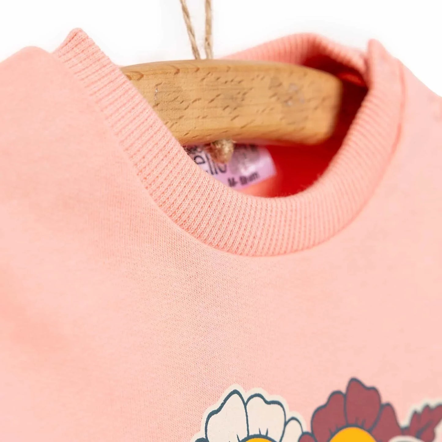 HelloBaby Basic Low Raised Floral Text Printed Sweatshirt - Pink