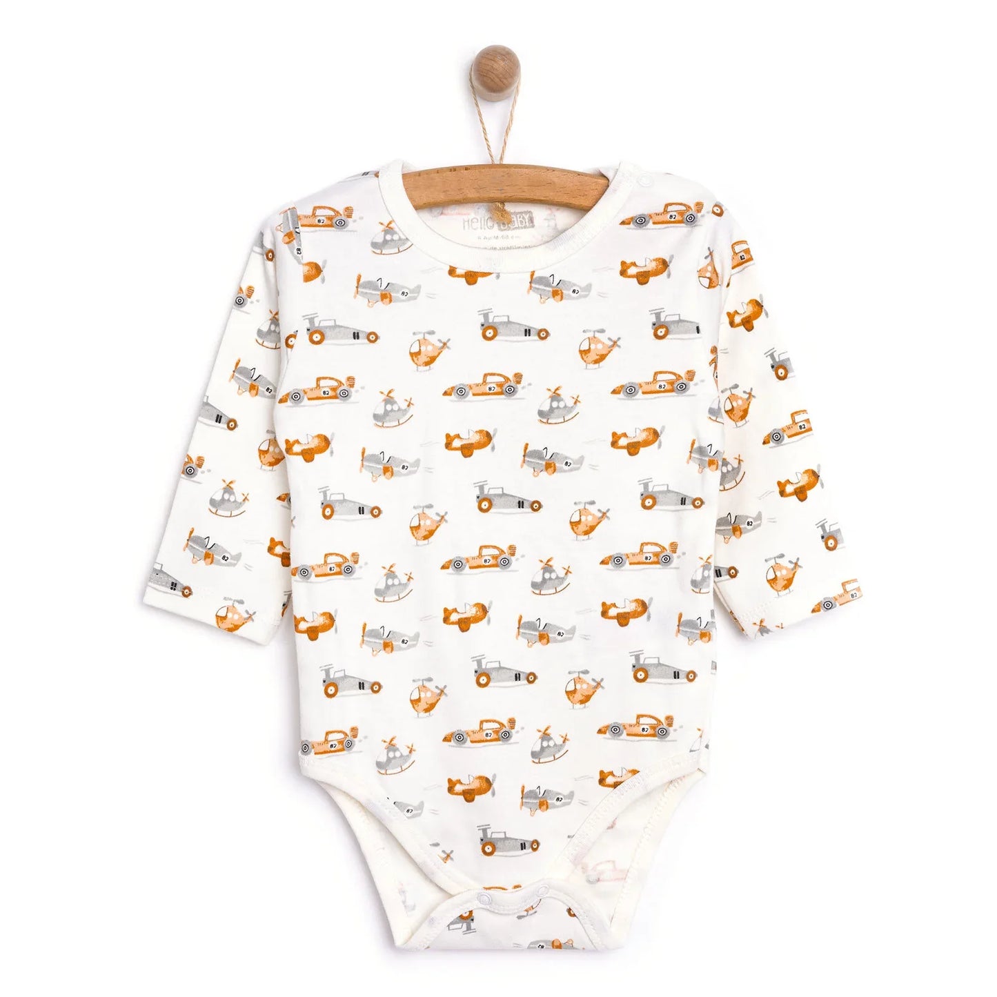 HelloBaby Boy Long Sleeve Bodysuit - Ecru