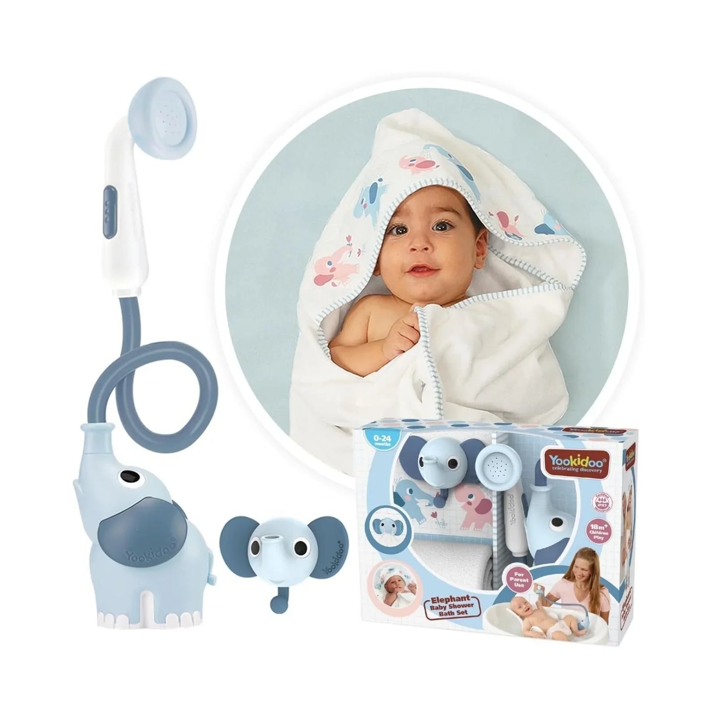 Yookidoo Baby Shower Gift Set Elephant - Cloudy Blue