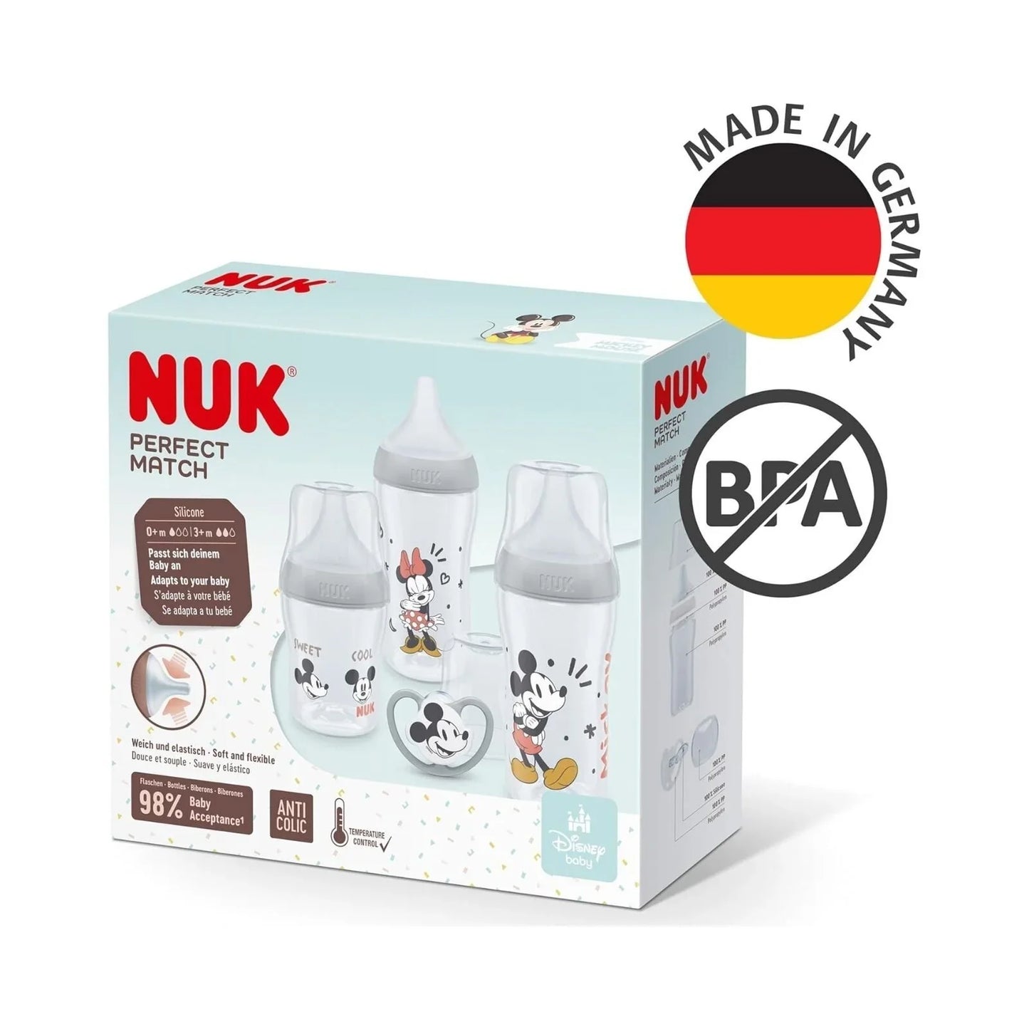 NUK Anti-Colic Perfect Match Starter Set Pack of 4 - Mickey