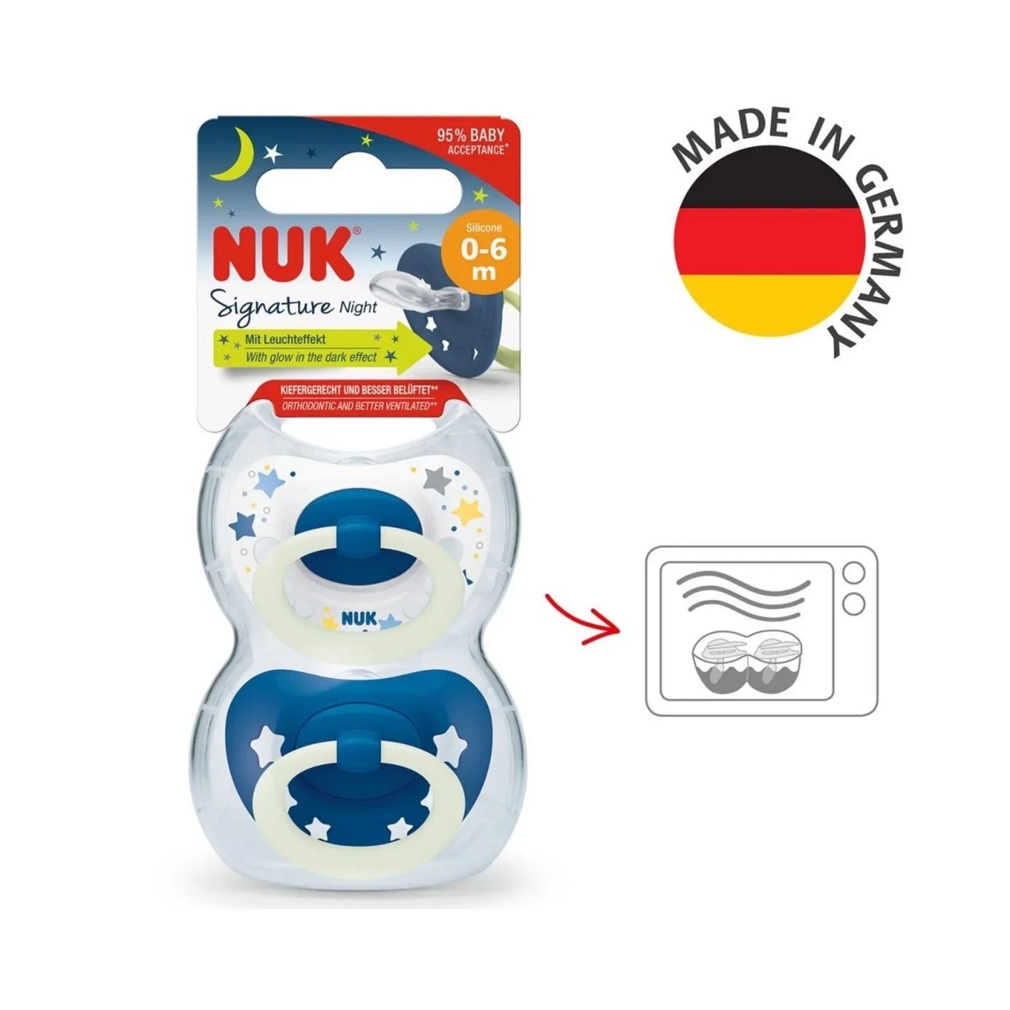 NUK Signature Silicone Soothers 0-6 months - Night Blue