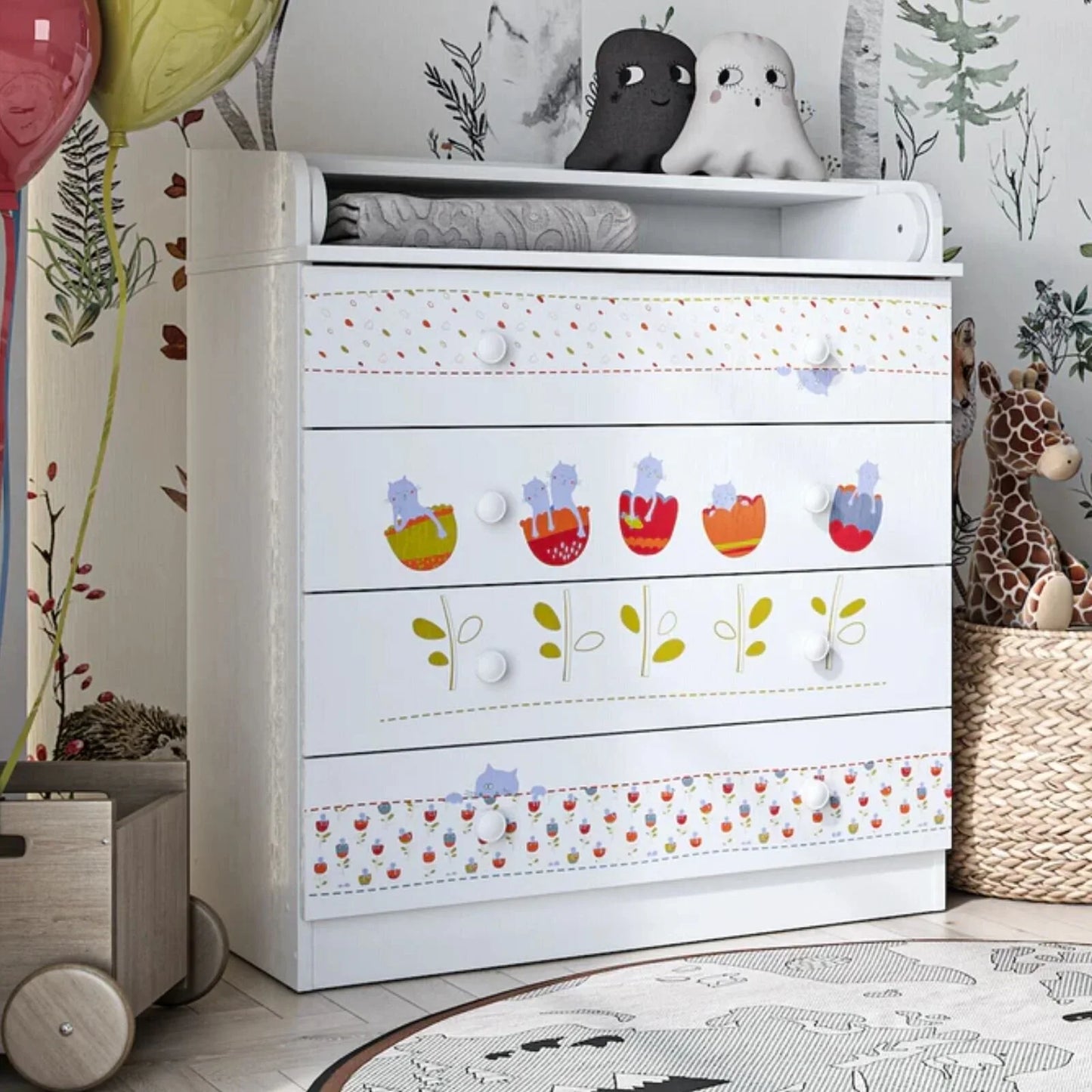 Shefa Kids 800 Changing Dresser - Sleepy Kittens