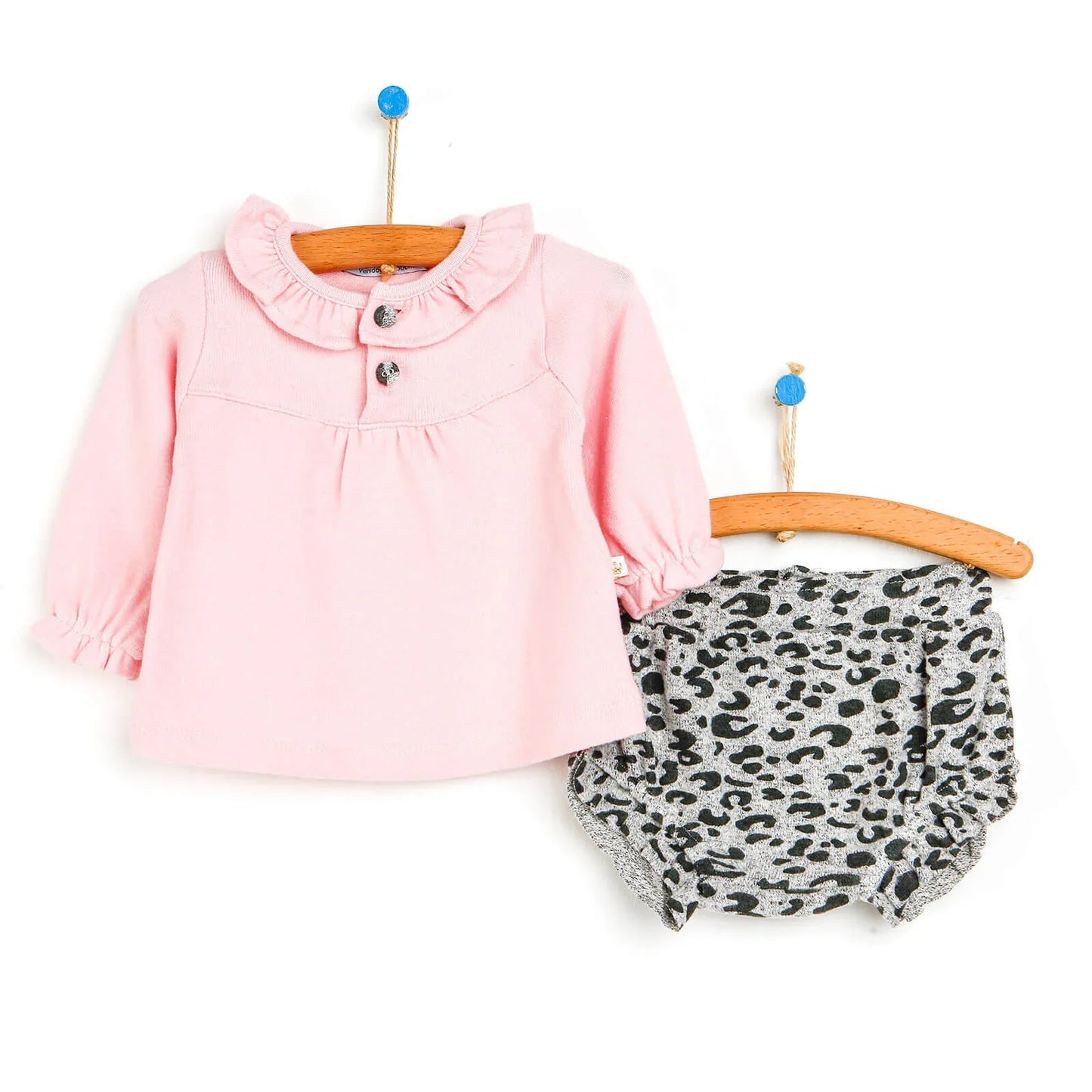 For My Baby Newborn Leopard Blouse-Short - Pink