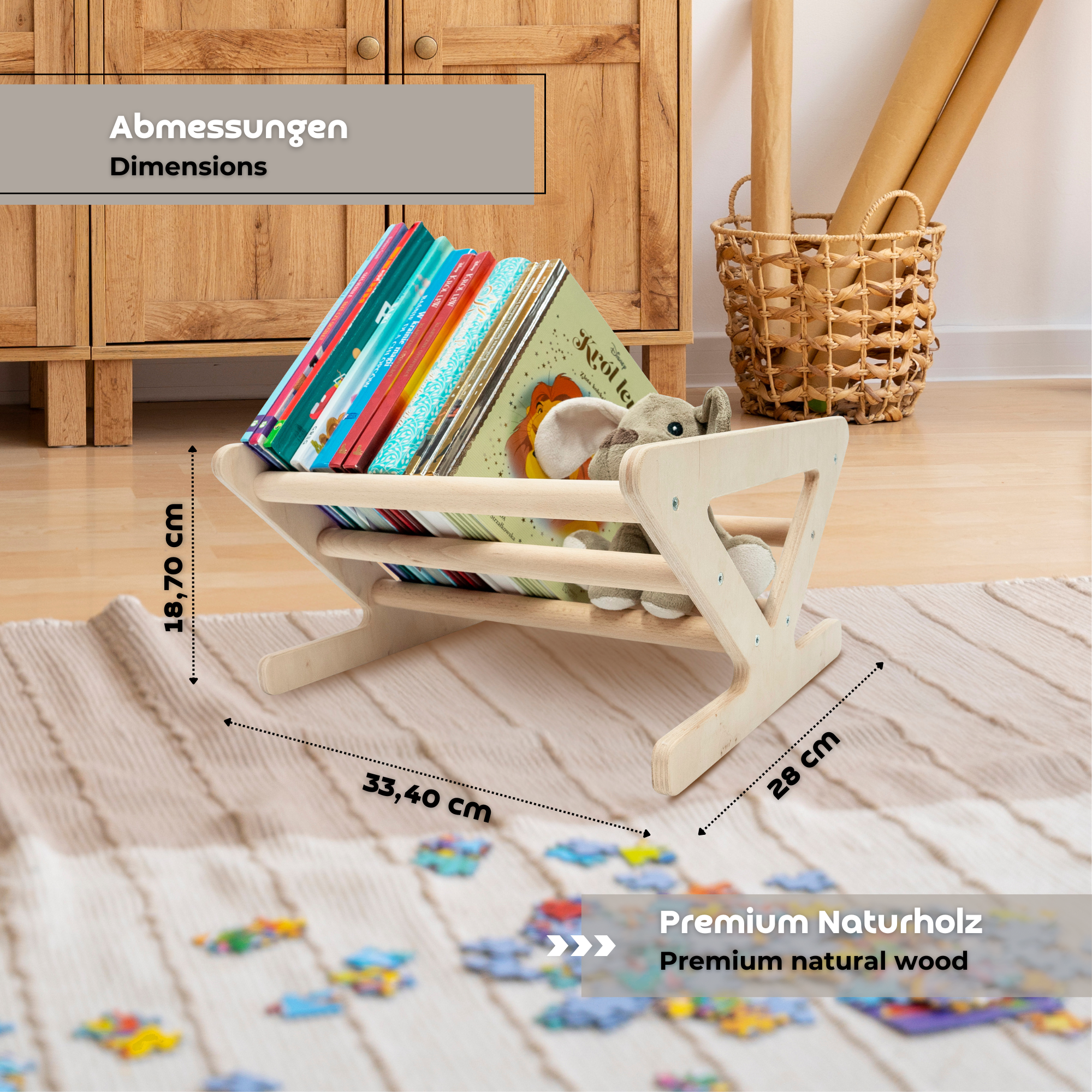 MAMOI® Children's bookcase and cabinet, Small wall bookcase, Bookshelves and children's room furniture, Montessori bookcases for children-2