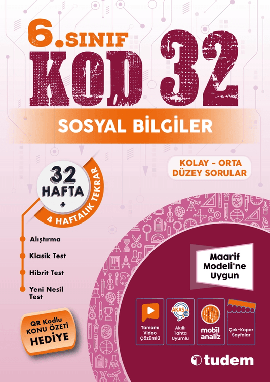 6. Sınıf Sosyal Bilgiler Kod 32 - Tudem Eğitim Yayınları Kitap
