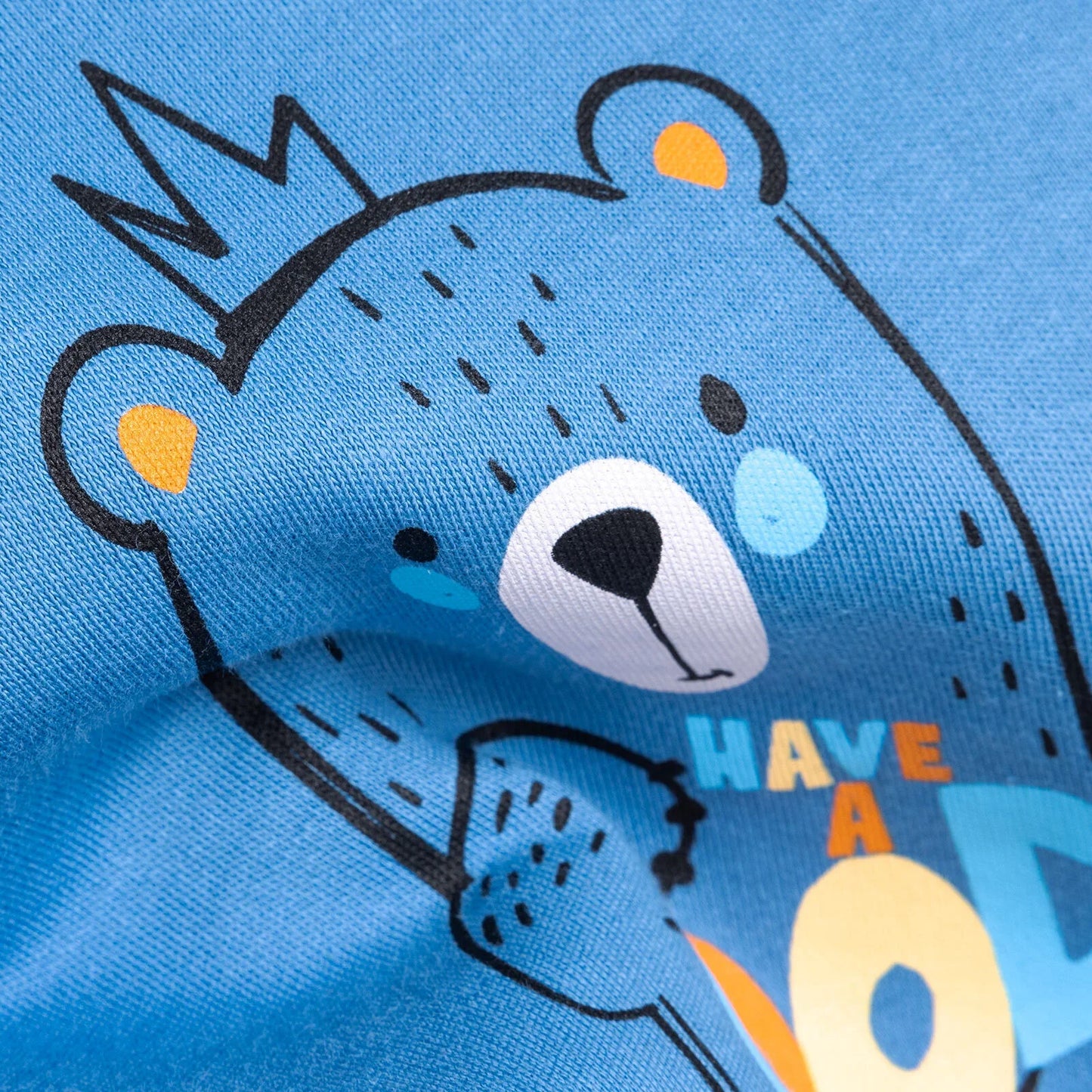 HelloBaby Basic Boy Bear Printed Jogging - Sax Blue