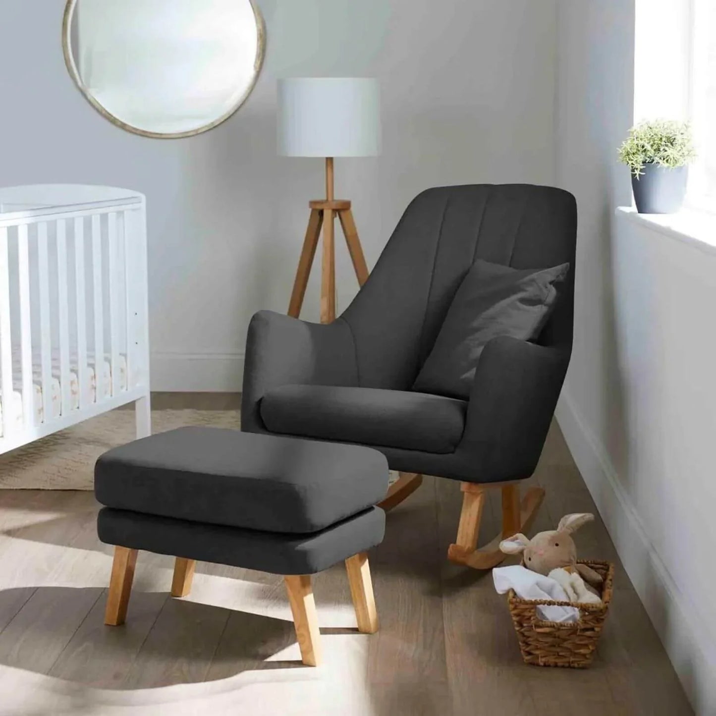 Ickle Bubba Eden Deluxe Nursery Chair & Stool - Charcoal Grey
