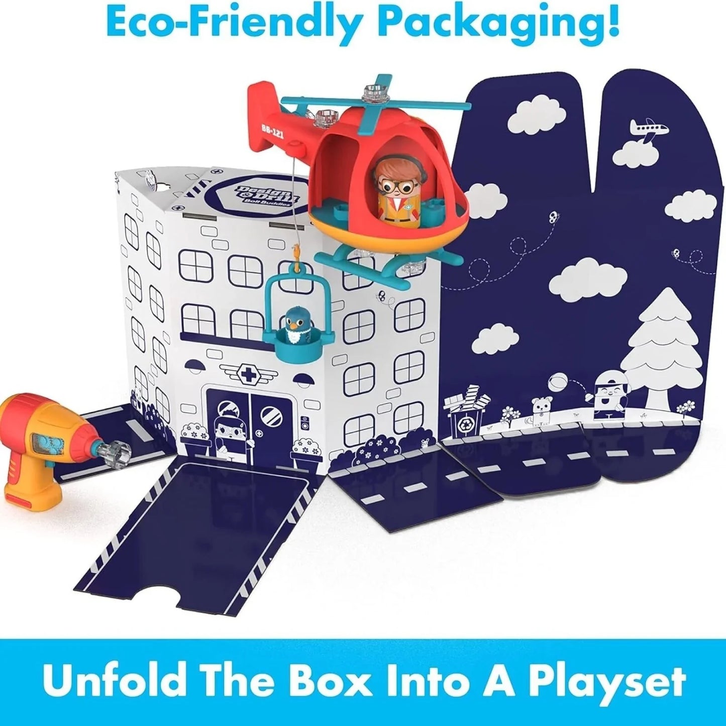 Design&Drill Bolt Buddies Police Helicopter