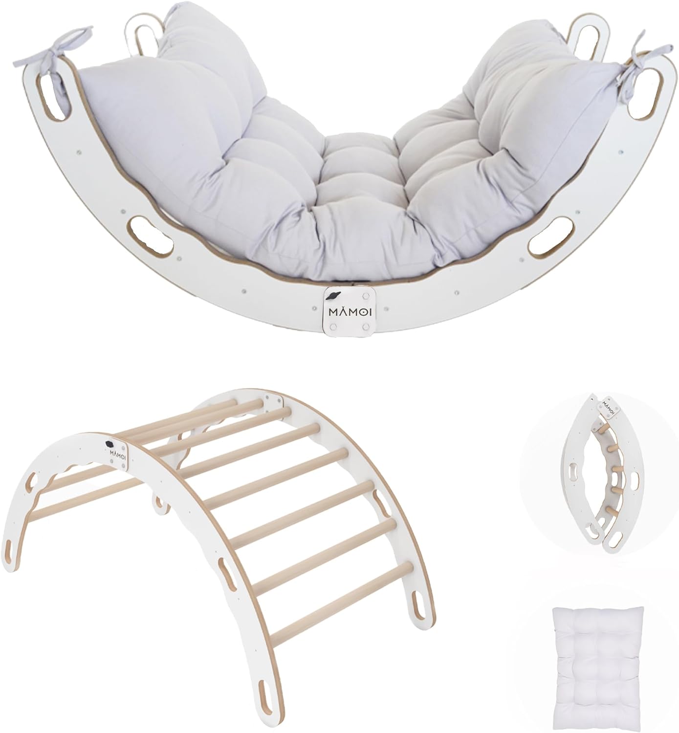 MAMOI® Indoor climbing frame for toddlers, Wooden baby gym, Play gym rocker toys made of wood for toddler, Rockers montessori climbing frame age 1-3-0