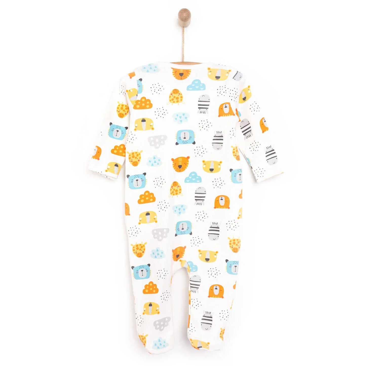 HelloBaby Newborn Footed Jumpsuit - Ecru