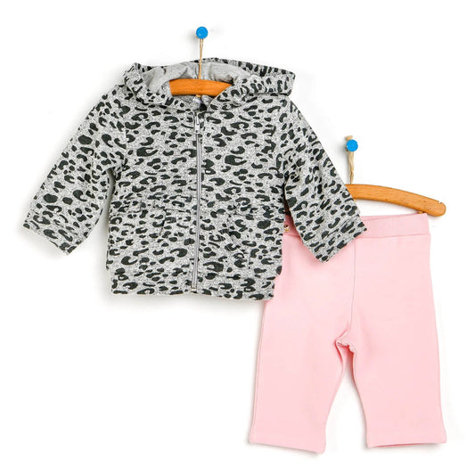 For My Baby Newborn Leopard Sweatshirt - Grey Melange