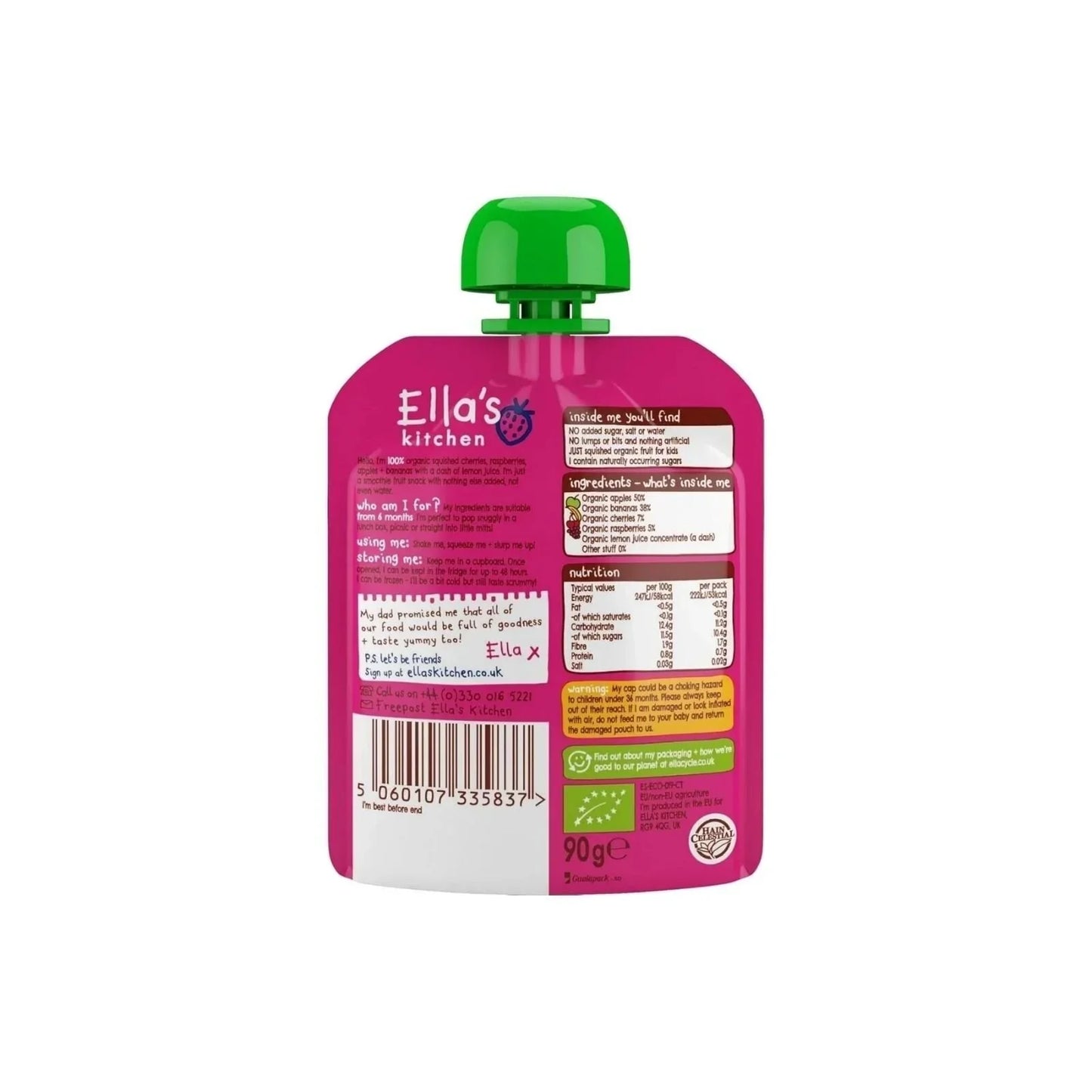 Ella's Kitchen Organic Smoothie The Pink One Baby Food Pouch 6+ Months 90g