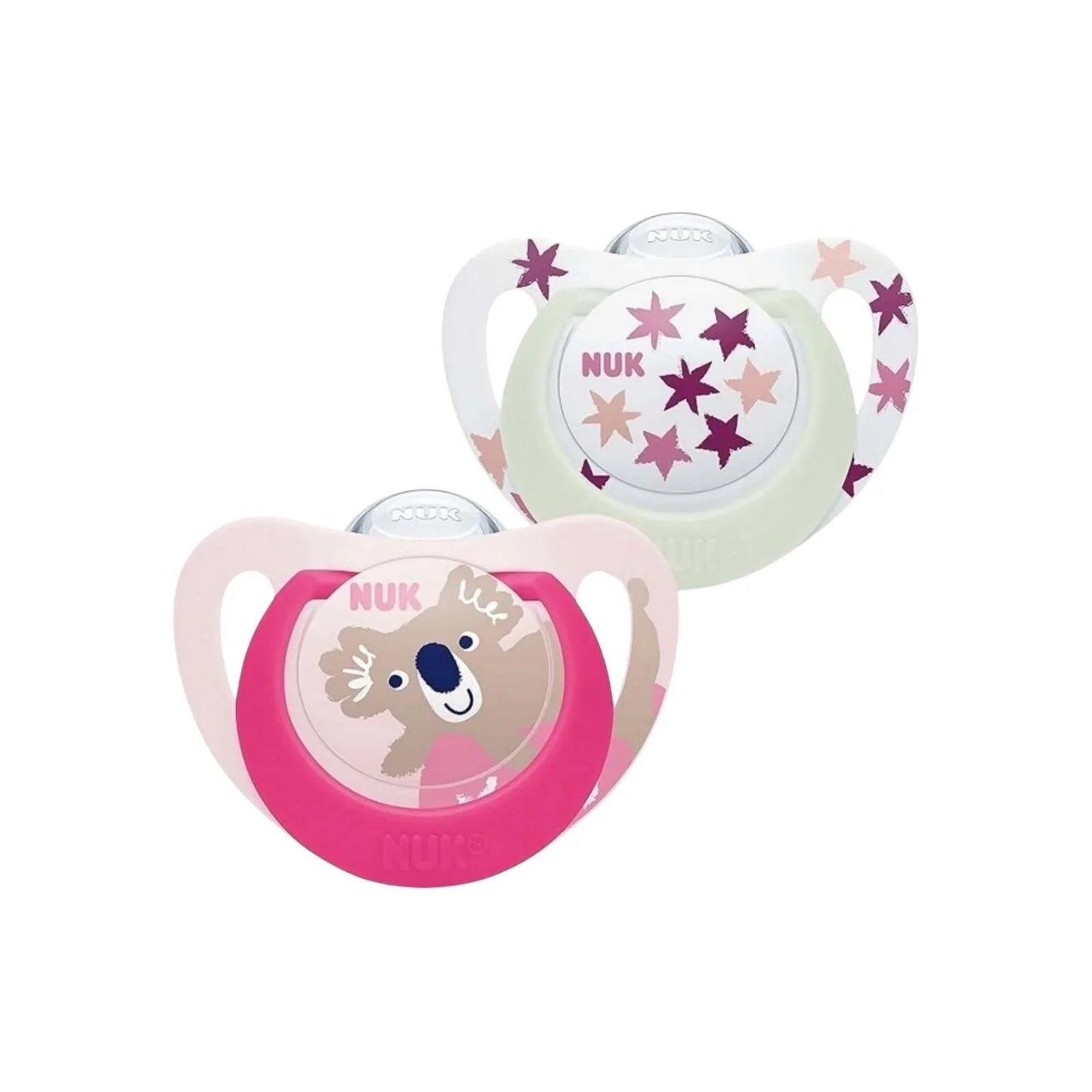 NUK Star Day & Night Soother 6-18 months Pack of 2 - Pink