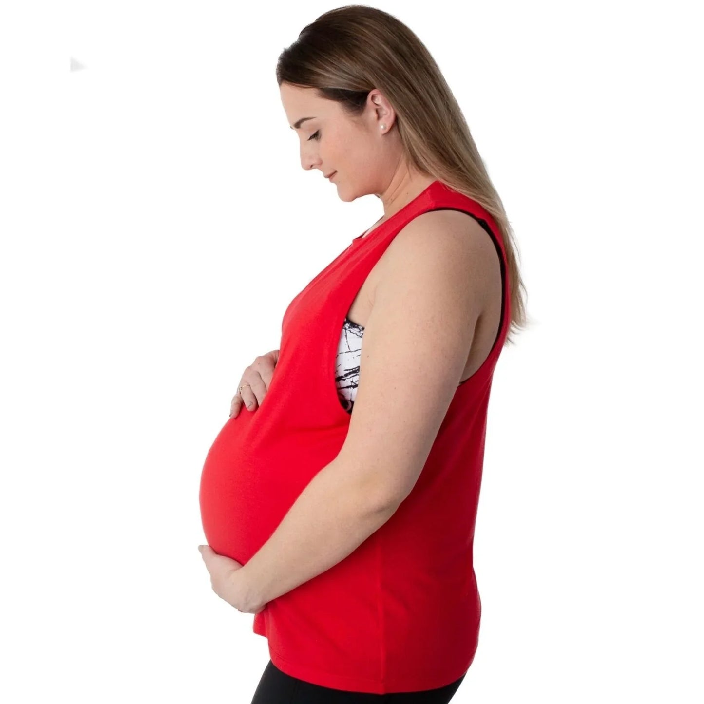 Maternity and Nursing Longline Vest Top - Red