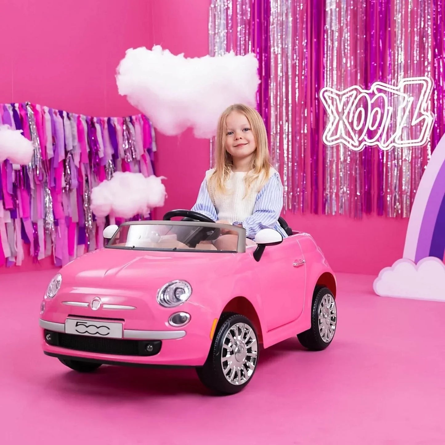 Xootz Fiat 500 12V Electric Ride On - Pink