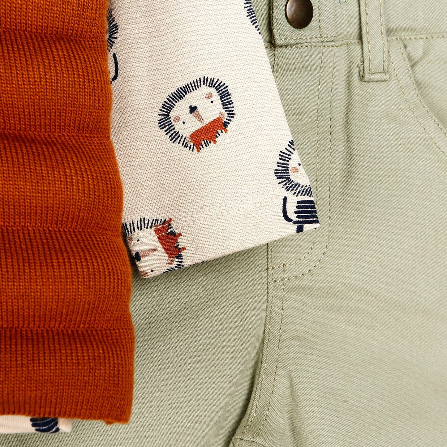 HelloBaby Sweatshirt-Vest-Bottom - Brown