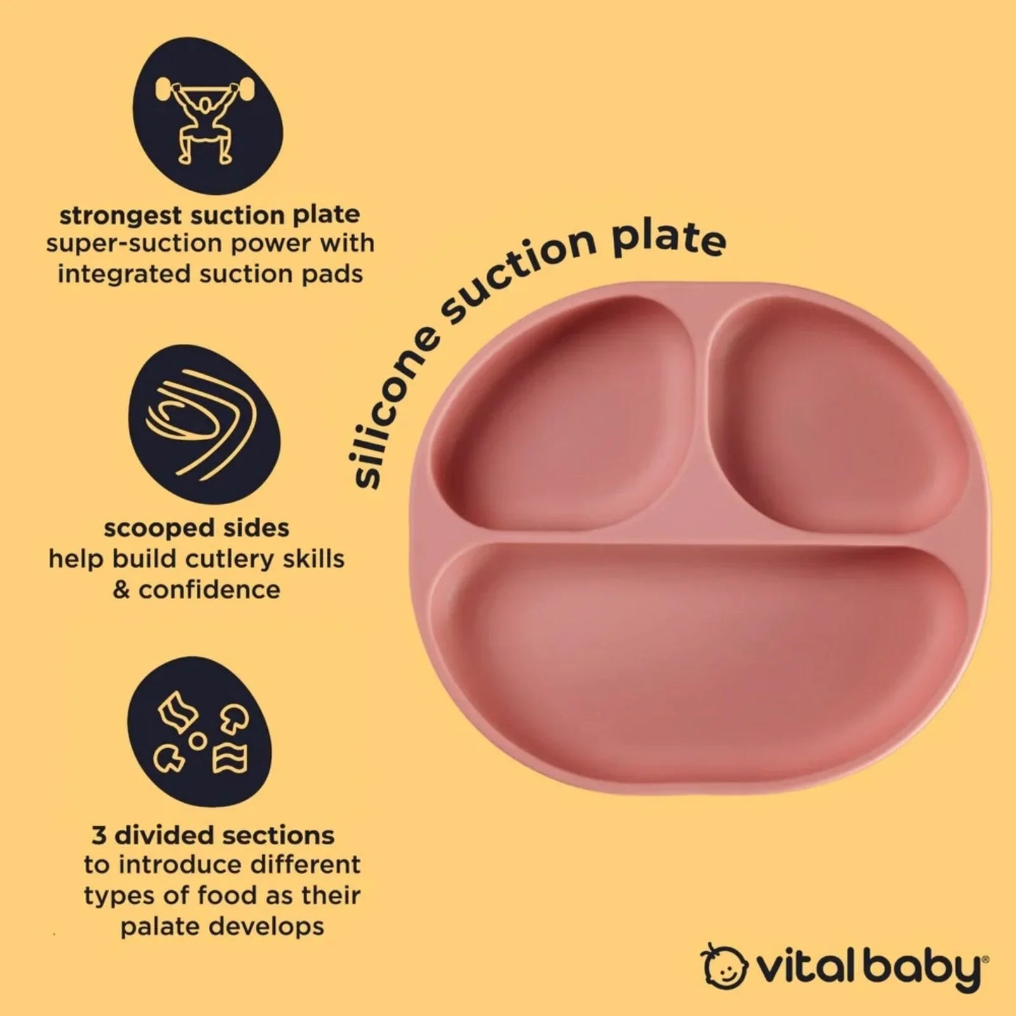 Vital Baby Nourish Silicone Suction Plate - Blush Raspberry