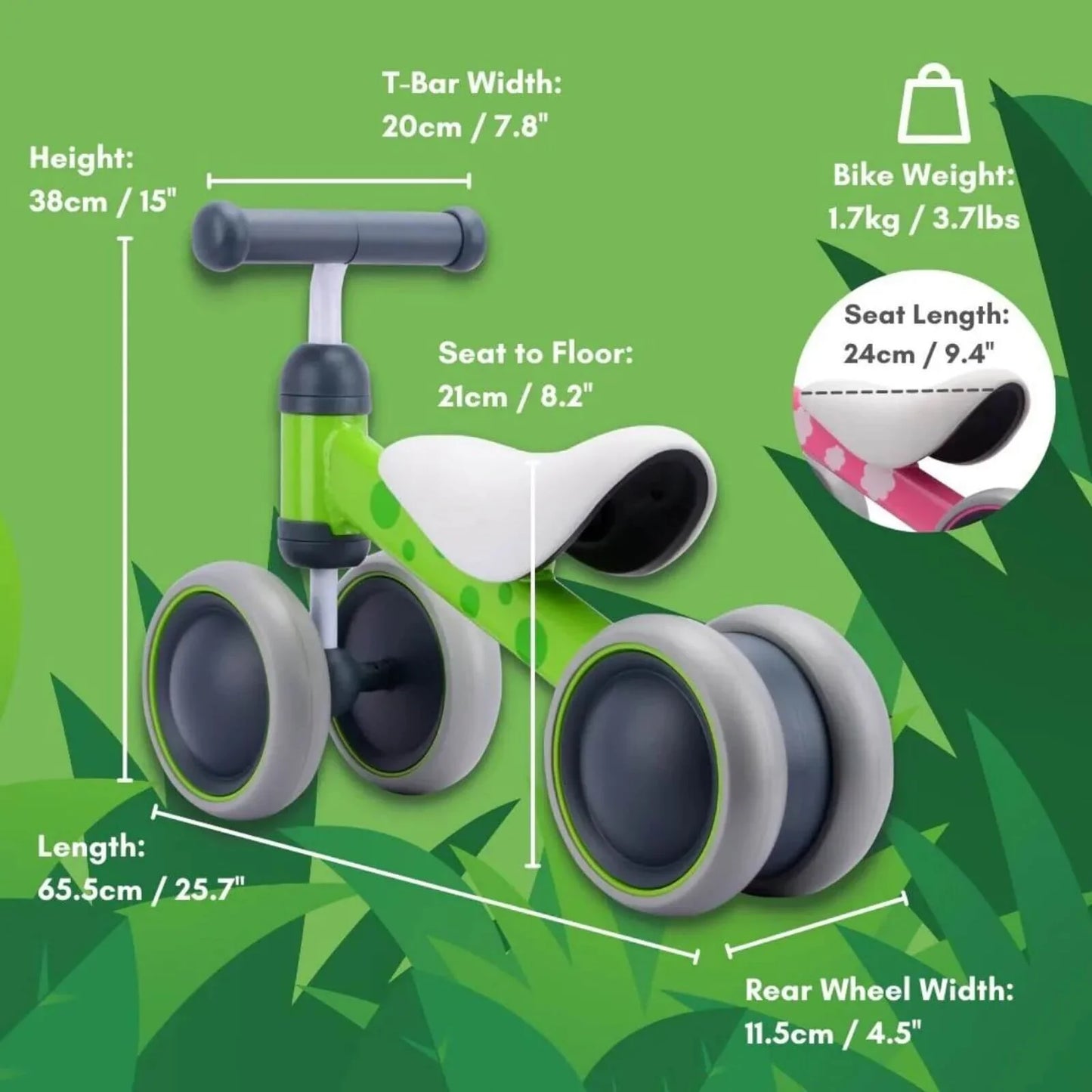 BOLDCUBE Baby Balance Bike - Green