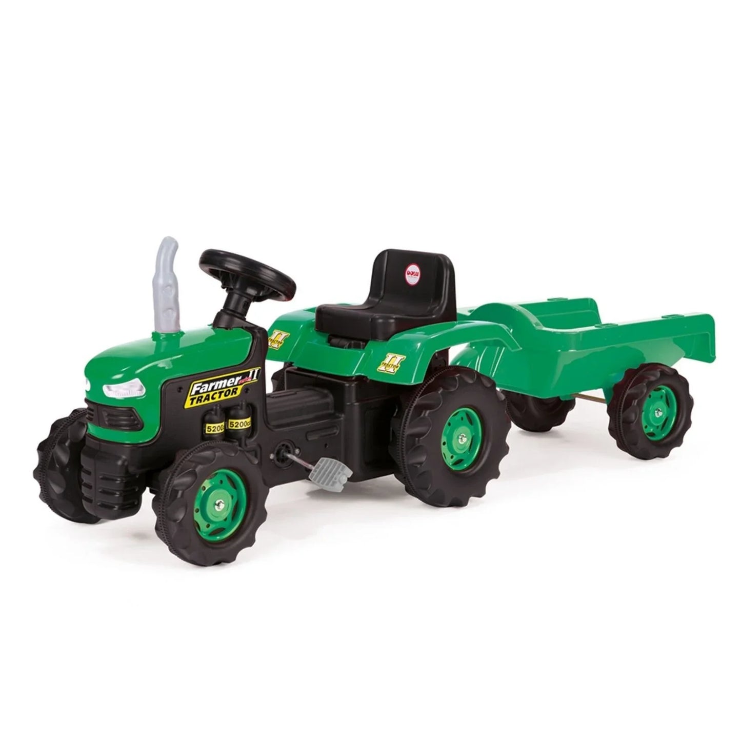 Outlet - Dolu Ride On Pedal Tractor & Trailer - Green