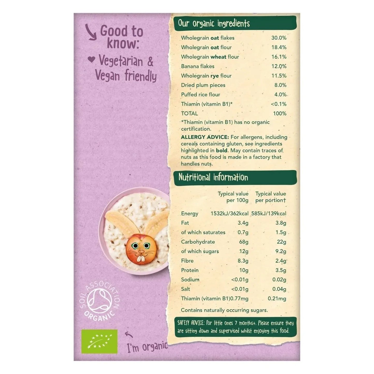 Organix Banana & Plum Porridge 7+ months 200g